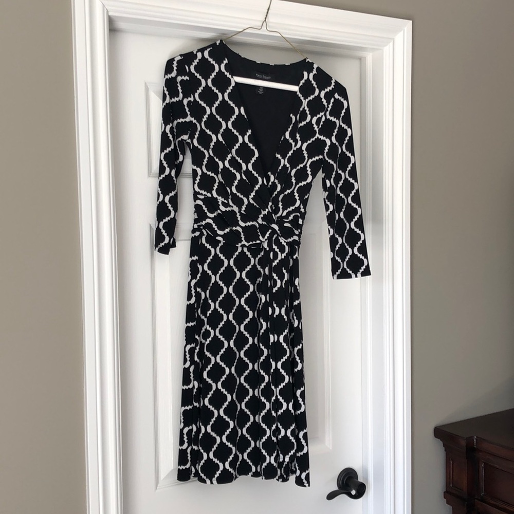 Black & white wrap dress